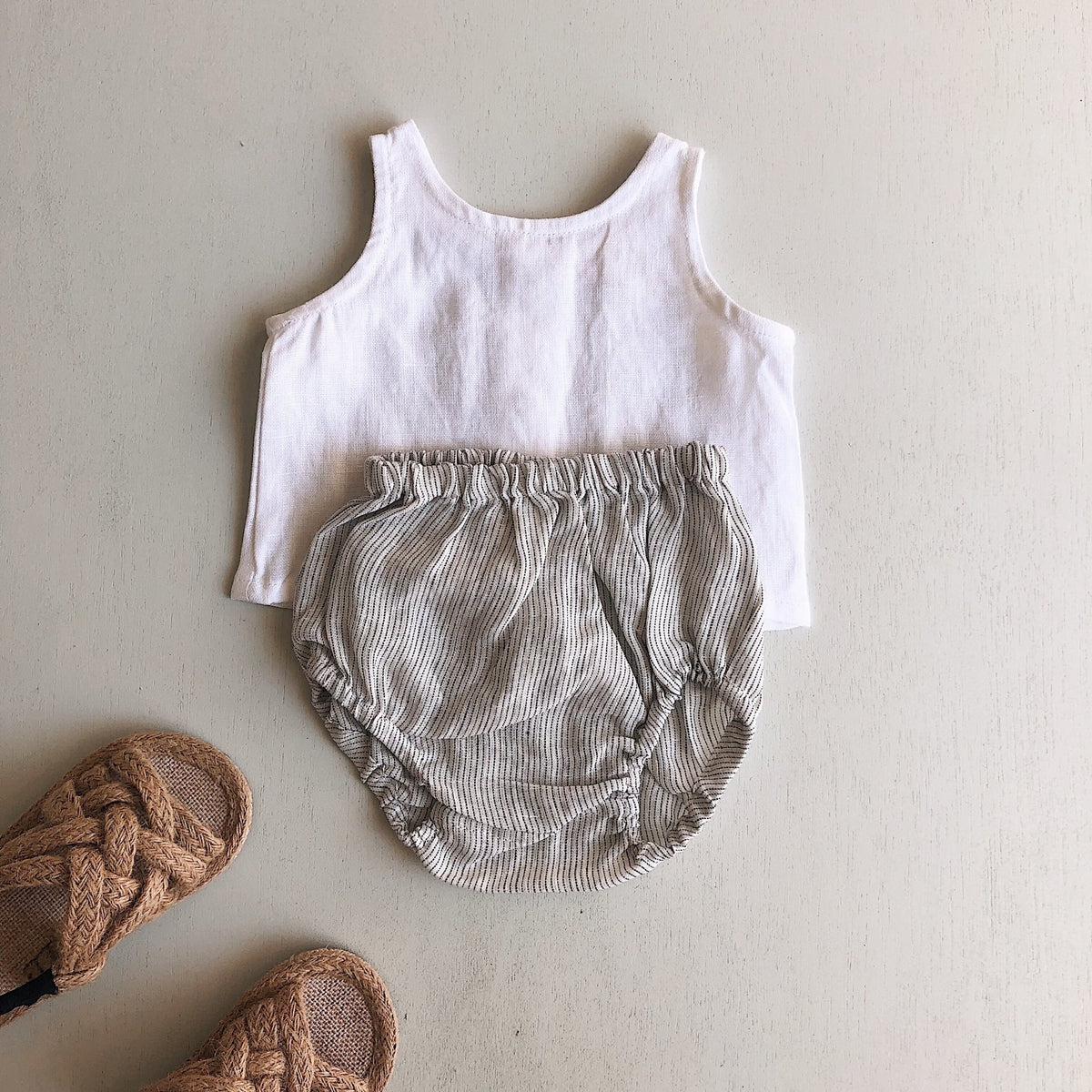 Linen Singlet in White - Marlow and Mae
