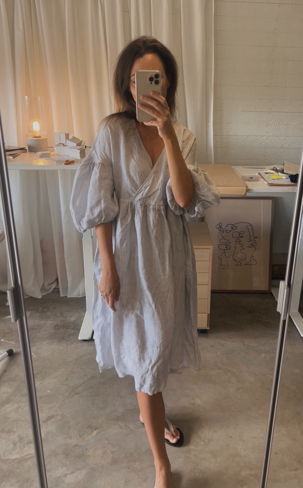 Harp dress midi beach stripe size small (seconds)