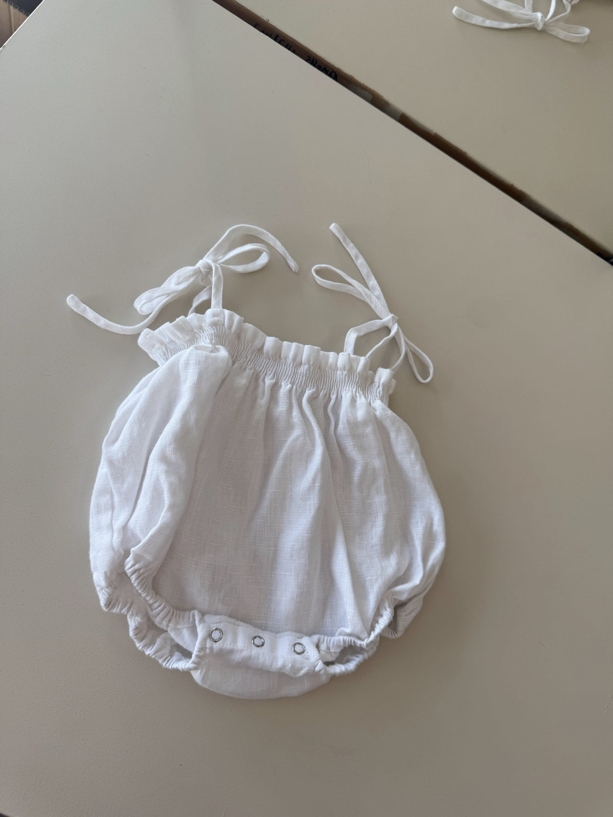 Linen romper size 0-6 months (sample sale)