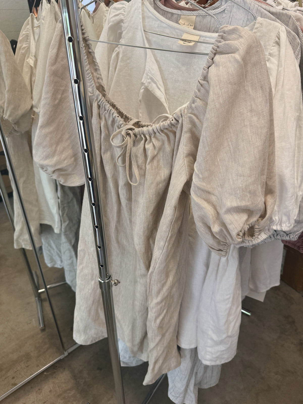 Grace dress size small in chai linen (sample sale)