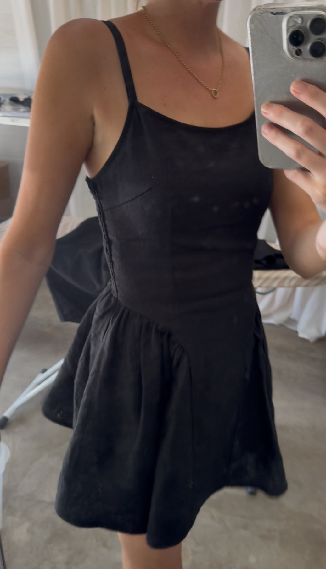 Sienna mini dress size large in 100% linen (sample sale)