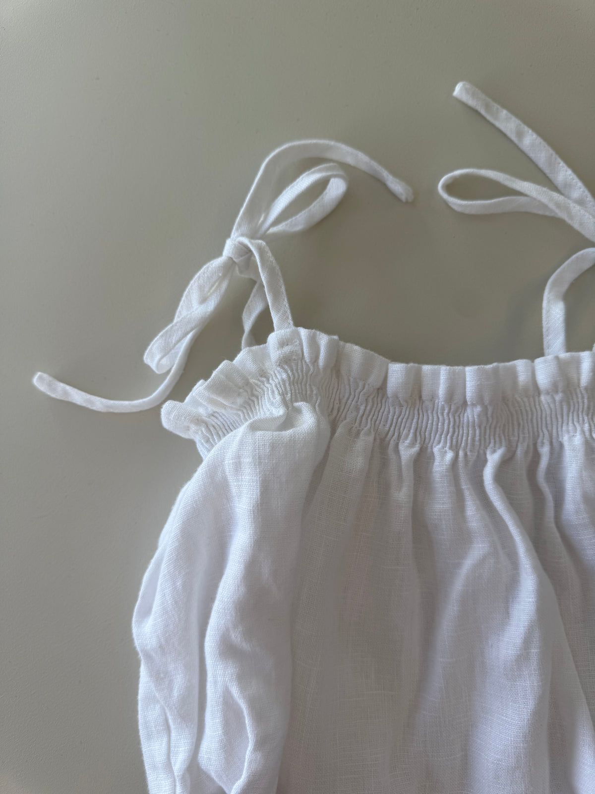 Linen romper size 0-6 months (sample sale)