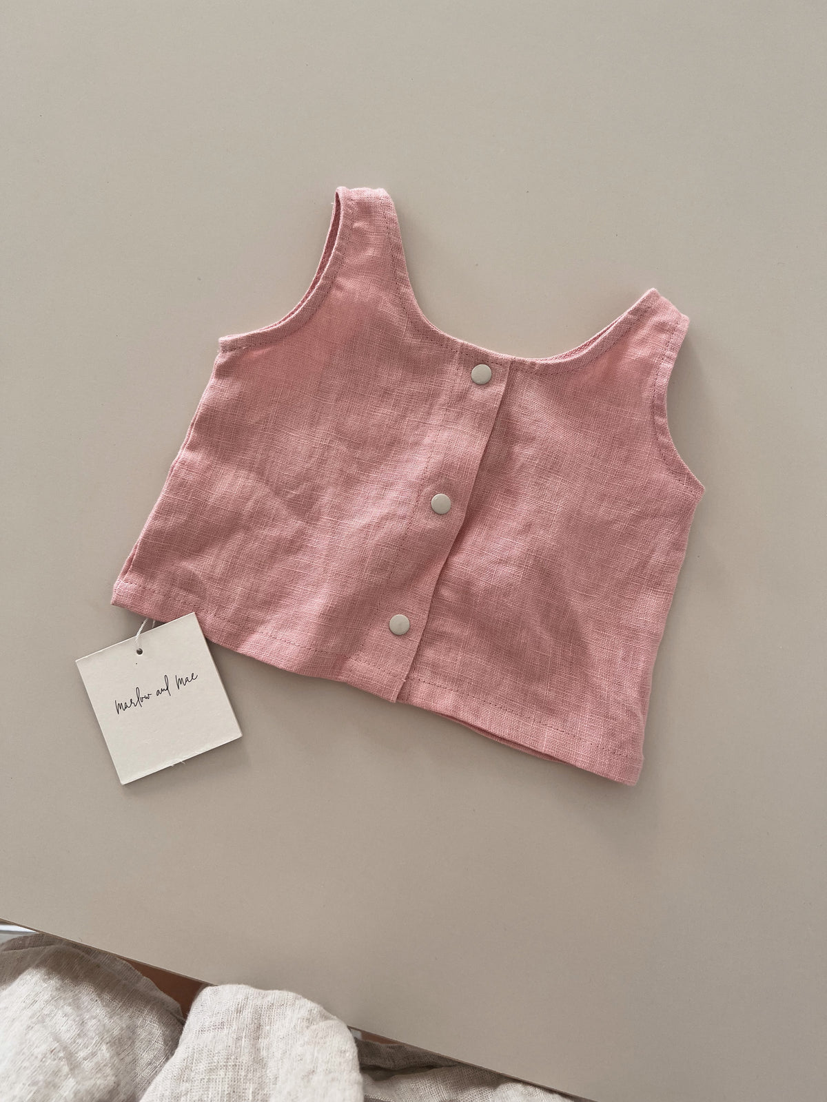 Linen singlet pink 3-6 months (seconds)