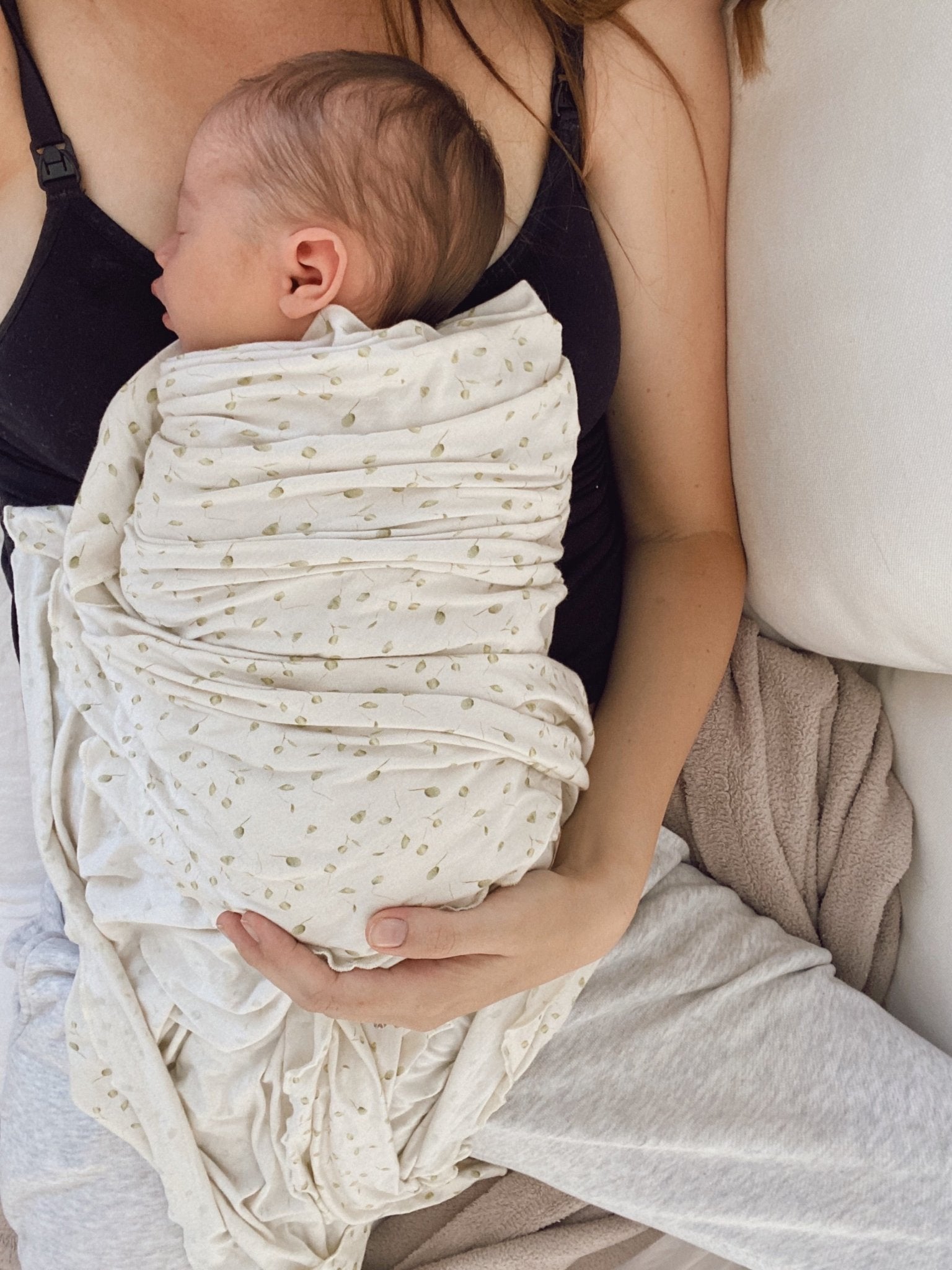 Bamboo Jersey Wrap in Silk Leaf - Marlow and Mae