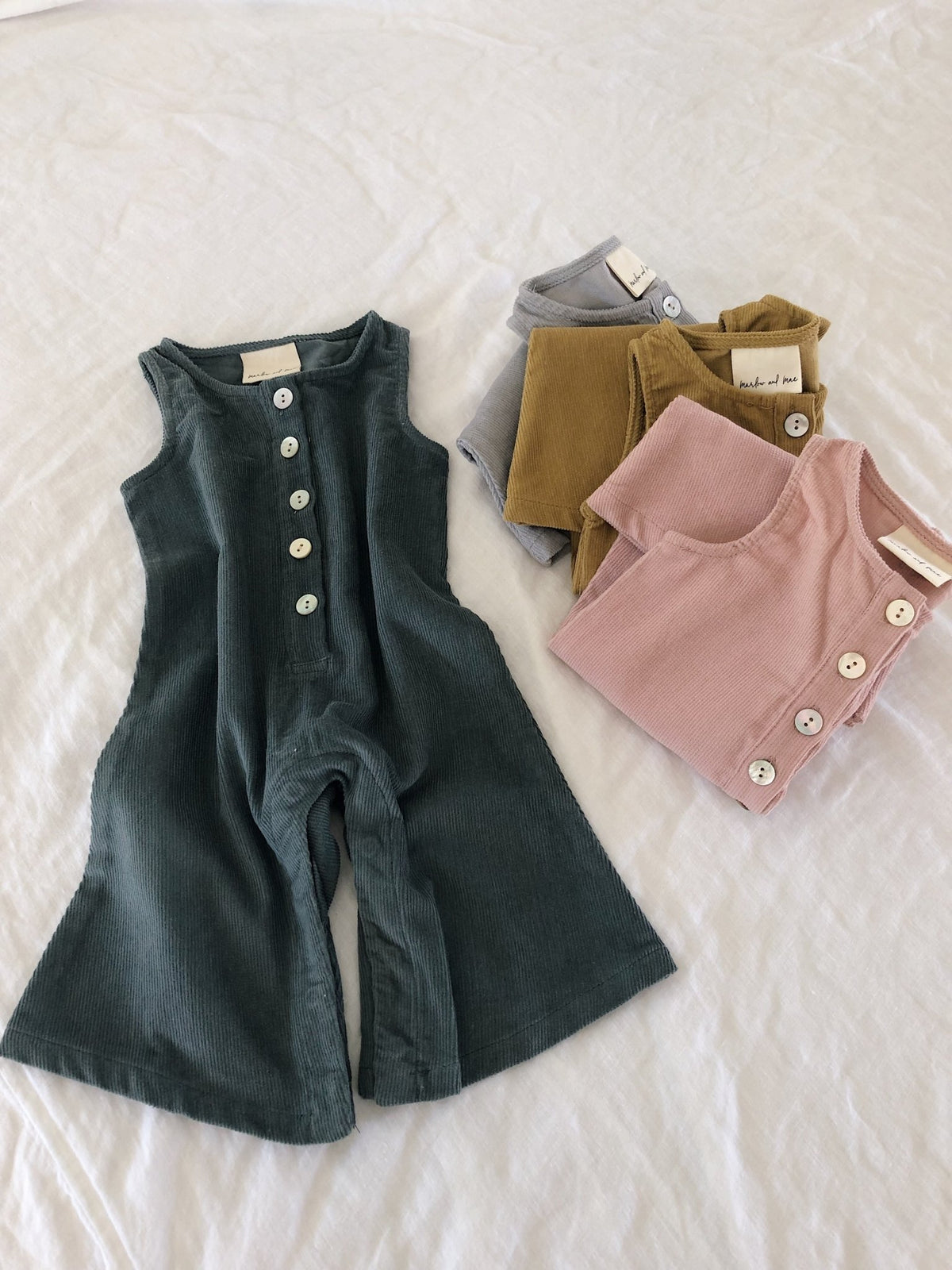Corduroy Flare Overall in Sparrow - Marlow and Mae